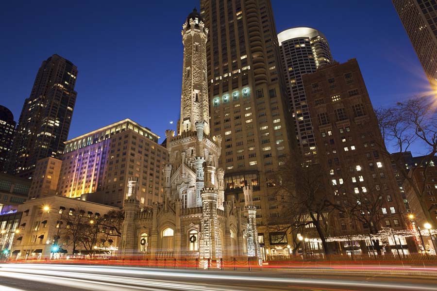 Beautiful photo of Old Chicago Water Tower in Gold Coast, Chicago, IL 60610 Historic Old Chicago Water Tower landmark in Gold Coast, Chicago, IL 60610