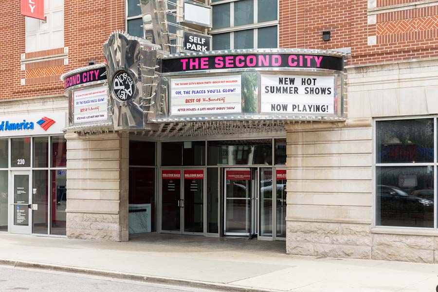 The Second City in Old Town, Chicago, IL 60610 Exterior view of The Second City comedy theater in Old Town, Chicago, IL 60610